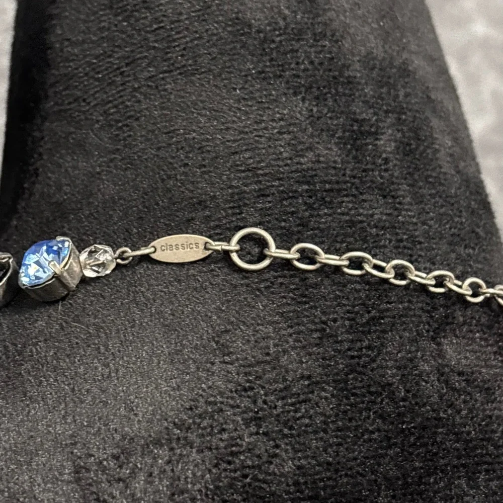SABIKA Sparkling Crystal Necklace Blue Silver Tone Choker‎ Women's Jewelry